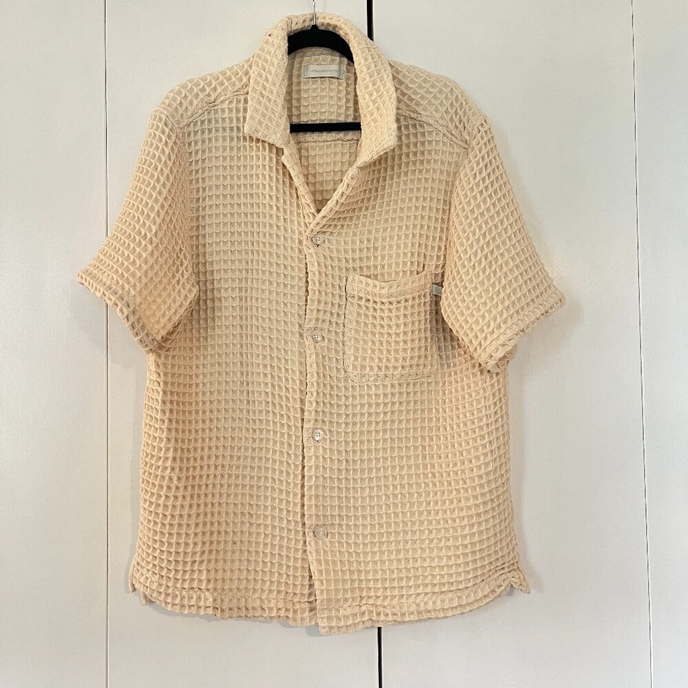 Standard Cloth Size L Waffle Knit Cream Button Down